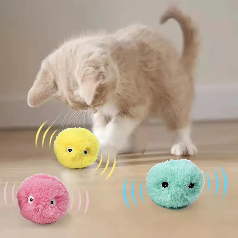 Jouets intelligents pour chat, balle interactive en peluche, avec herbe-aux-chats, chatons.