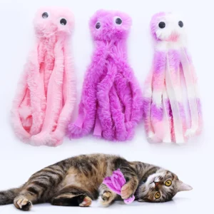 Jouet en peluche poulpe mignon pour chats.
