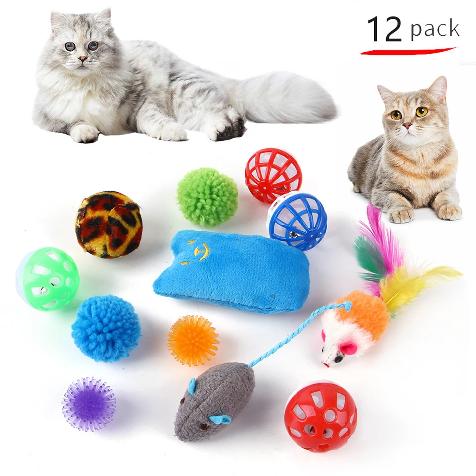 DualPet-Jouets pour chaton, variété de jouets pour chat, jouet pour chat, anciers drôle, sisal, souris, cloche, balle, fournitures pour chat, ensemble de 20 pièces – Image 2