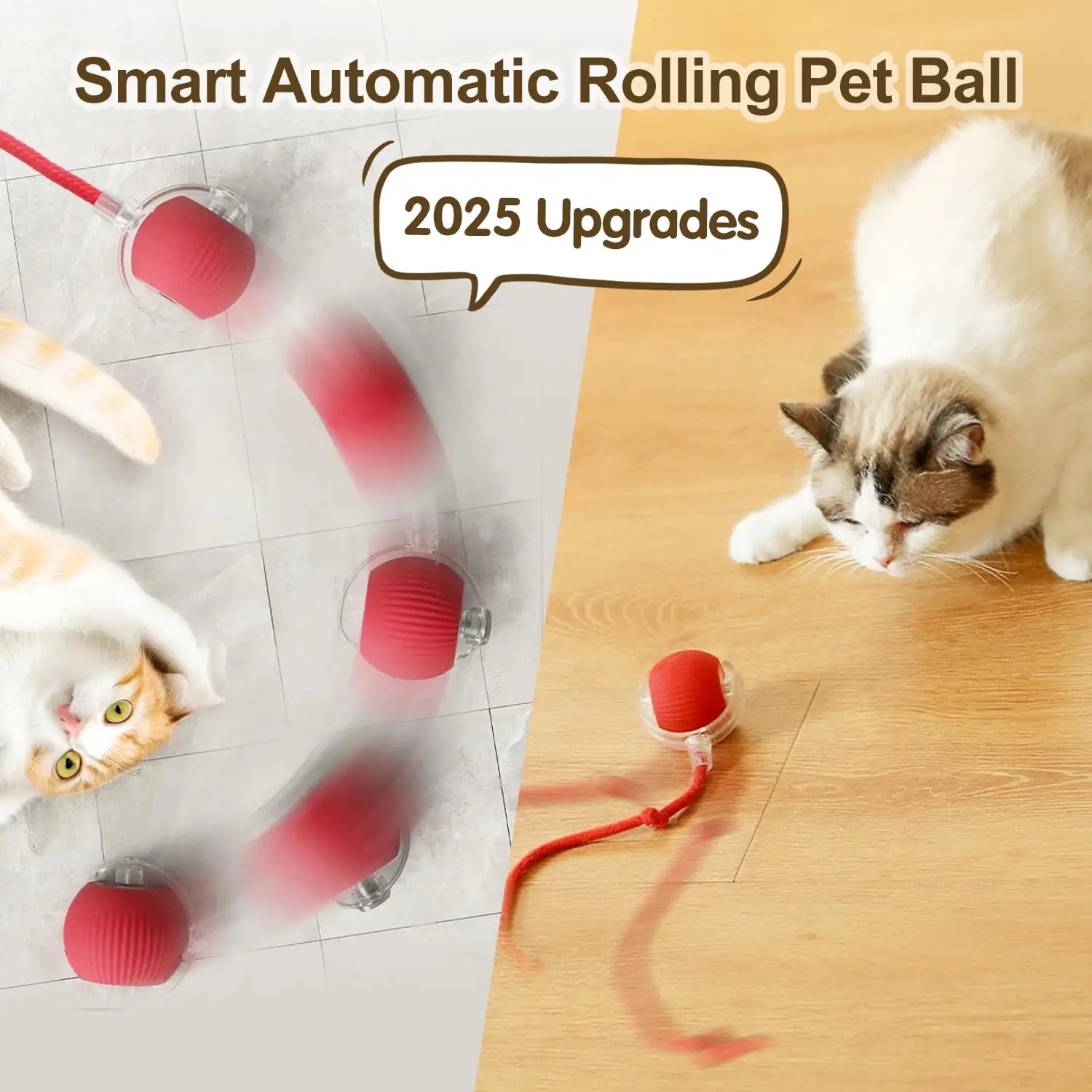 Balle interactive pour chat, balle roulante automatique avec queue, jouet coule intelligent pour animal de compagnie aste, souris intelligente pour chat – Image 3