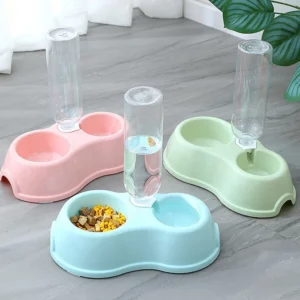 Bol pour chat, distributeur d'eau automatique, bol de nourriture pour chien et chat avec support surélevé, bols à Double plat pour chats et chiens