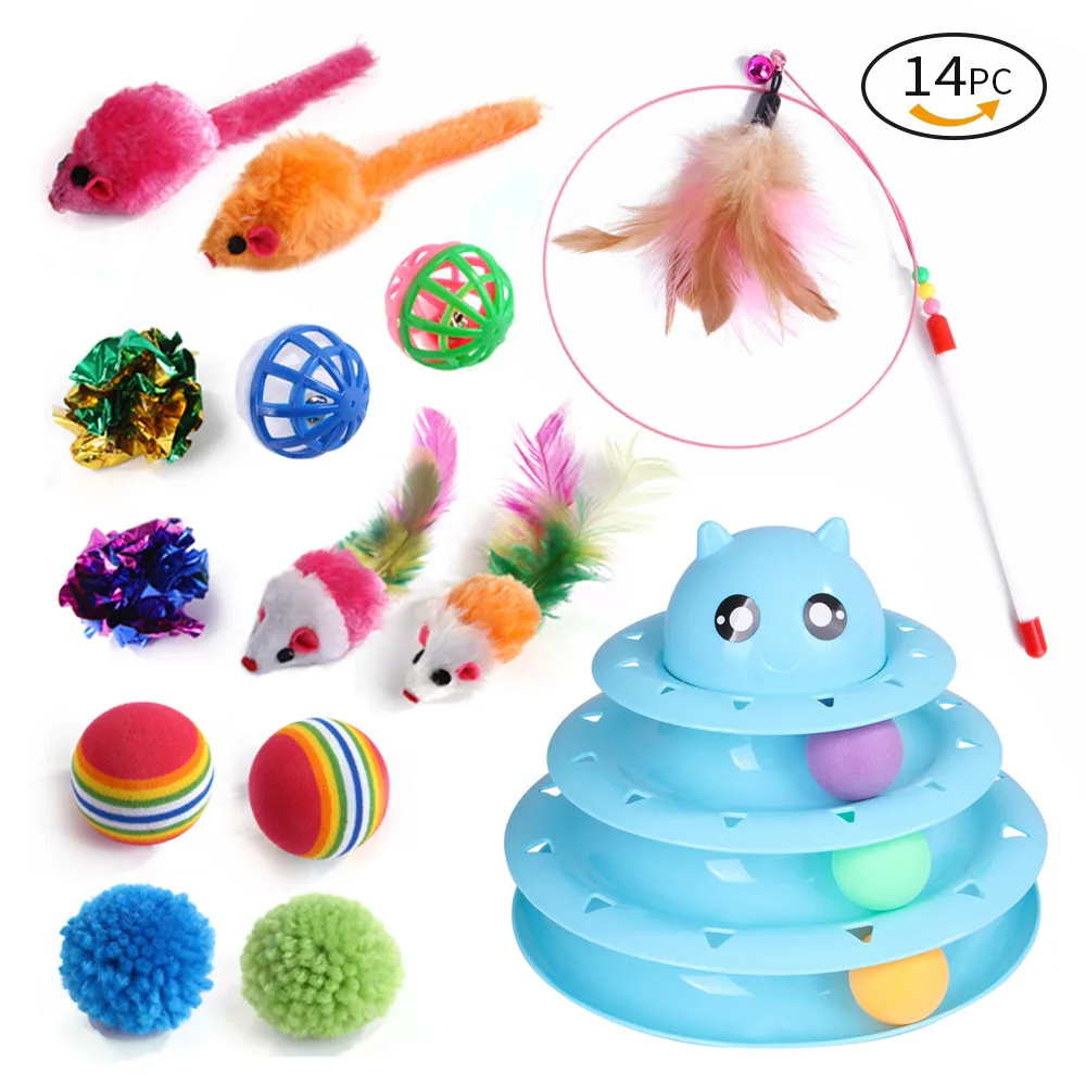 DualPet-Jouets pour chaton, variété de jouets pour chat, jouet pour chat, anciers drôle, sisal, souris, cloche, balle, fournitures pour chat, ensemble de 20 pièces – Image 4