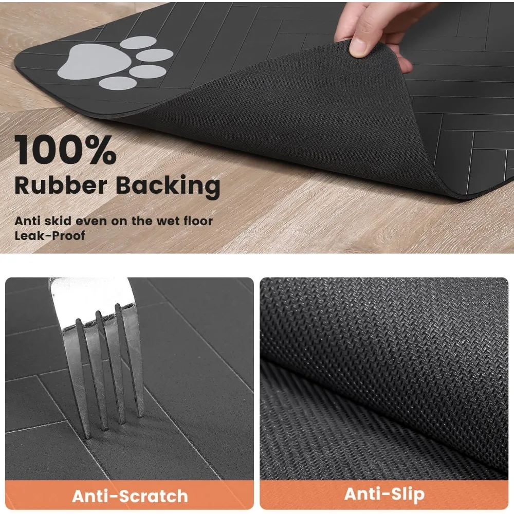Tapis d'alimentation pour animaux de compagnie, tapis absorbant pour chien et chat, pour aliments et eau, napperons faciles à nettoyer, tapis pour chien à séchage rapide pour buveurs en désordre – Image 4