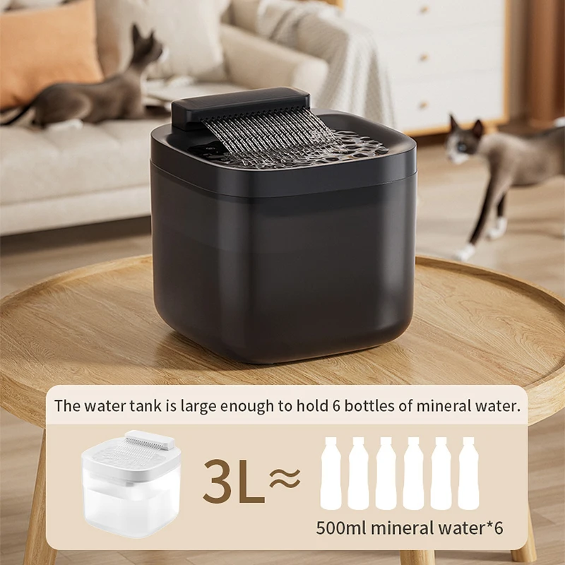 Fontaine d'eau USB 3L pour animaux de compagnie, avec pompe et filtre, distributeur d'eau Anti-brûlure sèche pour chat, buveur à recirculation automatique pour animaux de compagnie – Image 4