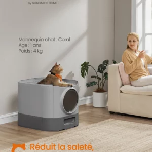 Feandrea Bac à Litière, Litière pour Chat XXL, avec Couvercle, Plateau Amovible, Pelle, Brosse, Espace pour Grands Chats, Moins de Traces, Fond Anti-Fuite
