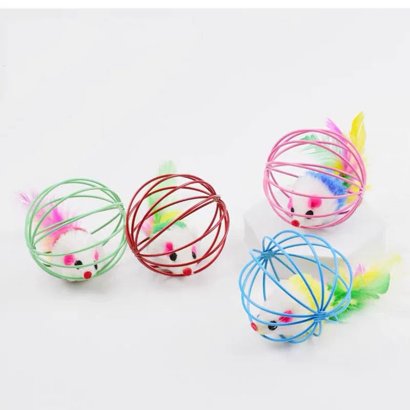 Jouet de chat de souris colorée populaire dans la Cage dans le jouet interactif de souris de chat de chasse de sable – Image 2