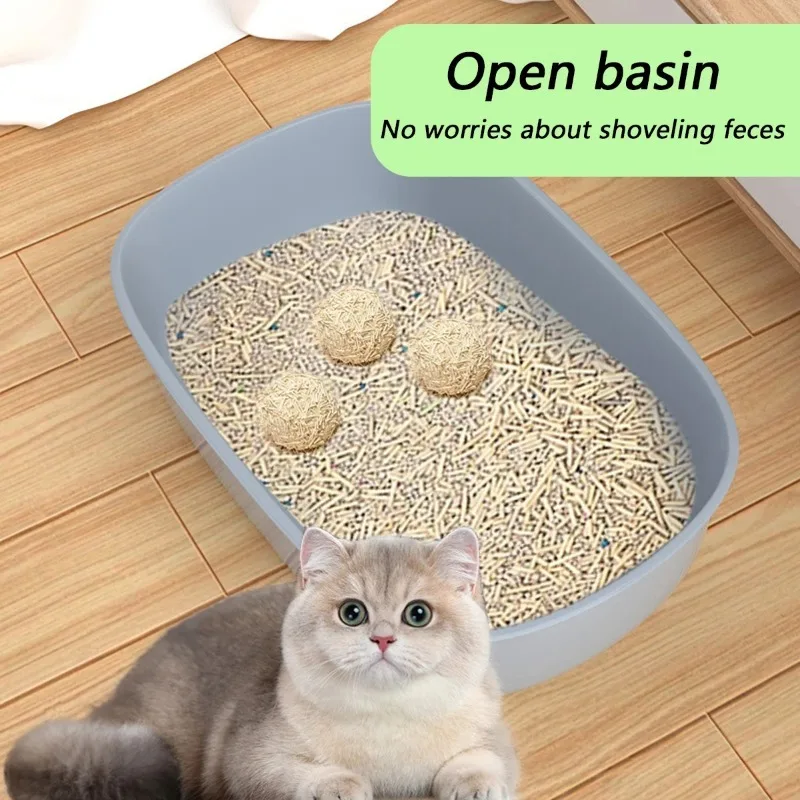 Bac à litière semi-fermé pour chat, épaississement, résistant aux éclaboussures et facile à nettoyer, toilettes avec pelle à litière pour chat, boîte de nettoyage en plastique pour chats – Image 4