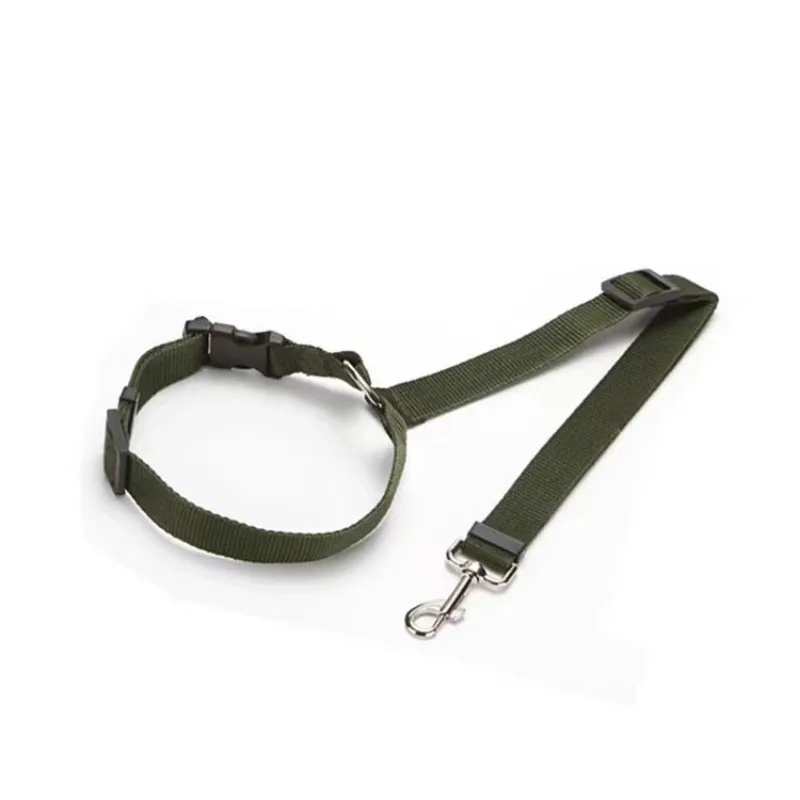 Ceinture de sécurité deux en un pour voiture, couleur unie, laisse en plomb en Nylon, ceinture de sécurité pour siège arrière, harnais réglable pour chiens, collier, accessoires pour animaux de compagnie – Image 4