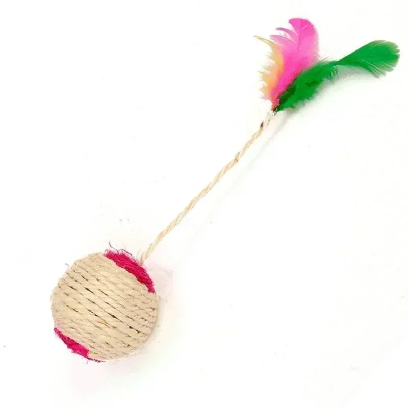 Jouet interactif d'entraînement de balle à gratter en Sisal pour chaton, fournitures pour animaux de compagnie, jouets en plumes interactifs, 1 pièce – Image 6