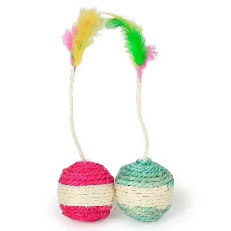 Jouet interactif d'entraînement de balle à gratter en Sisal pour chaton, fournitures pour animaux de compagnie, jouets en plumes interactifs, 1 pièce – Image 5