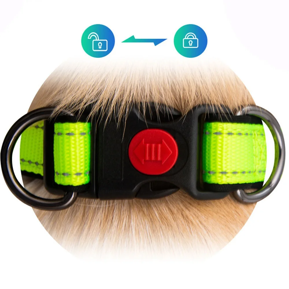 Collier de chien rembourré réfléchissant, Durable, solide, Double anneau en D, colliers de sécurité en Nylon pour animaux de compagnie, réglables pour petits, moyens et grands chiens – Image 4