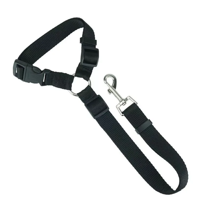 Ceinture de sécurité deux en un pour voiture, couleur unie, laisse en plomb en Nylon, ceinture de sécurité pour siège arrière, harnais réglable pour chiens, collier, accessoires pour animaux de compagnie – Image 3