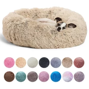 Lit rond en peluche super doux pour animaux de compagnie, lit pour grand chien, maison pour chat, long, moyen, sommeil chaud, hiver, 40-90cm
