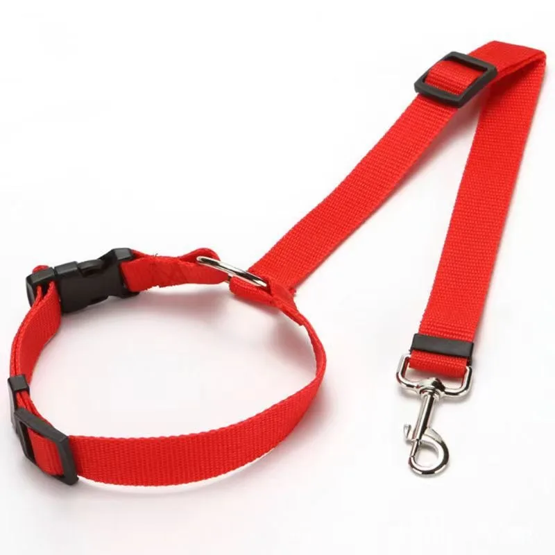 Ceinture de sécurité deux en un pour voiture, couleur unie, laisse en plomb en Nylon, ceinture de sécurité pour siège arrière, harnais réglable pour chiens, collier, accessoires pour animaux de compagnie – Image 6