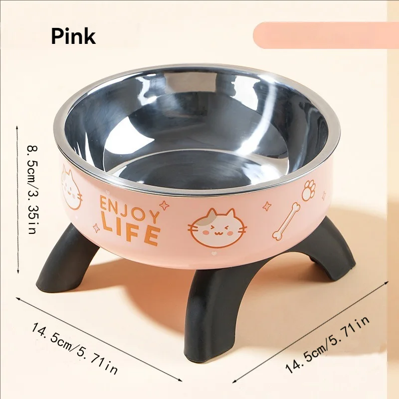 Bols surélevés pour chat pour la protection du cou, bols en acier inoxydable pour animaux de compagnie, bols pour chiens antidérapants et anti-basculement, ustensiles d'alimentation pour chiens. – Image 6