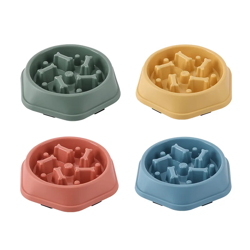 Bol de nourriture lente pour chien et chat, aide aux graisses, rond sain, Anti-étouffement, épais et antidérapant, formes de couleurs multiples – Image 6